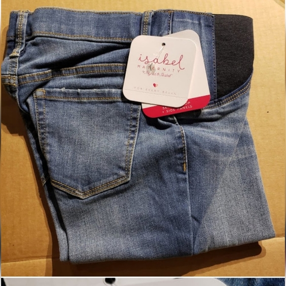 🆕️Maternity Inset Side Panel Skinny Crop Jeans- 00/24 in Medium Blue - Picture 2 of 4